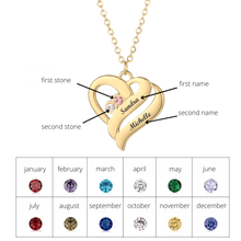 Load image into Gallery viewer, Necklace with united hearts and birthstones
