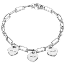 Load image into Gallery viewer, Bracelet with Personalised Heart Pendants
