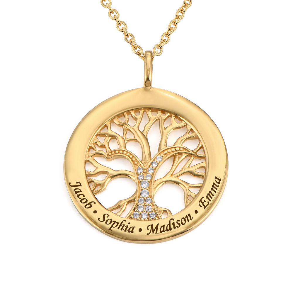 Personalised Tree of Life Necklace with Zirconia Stones