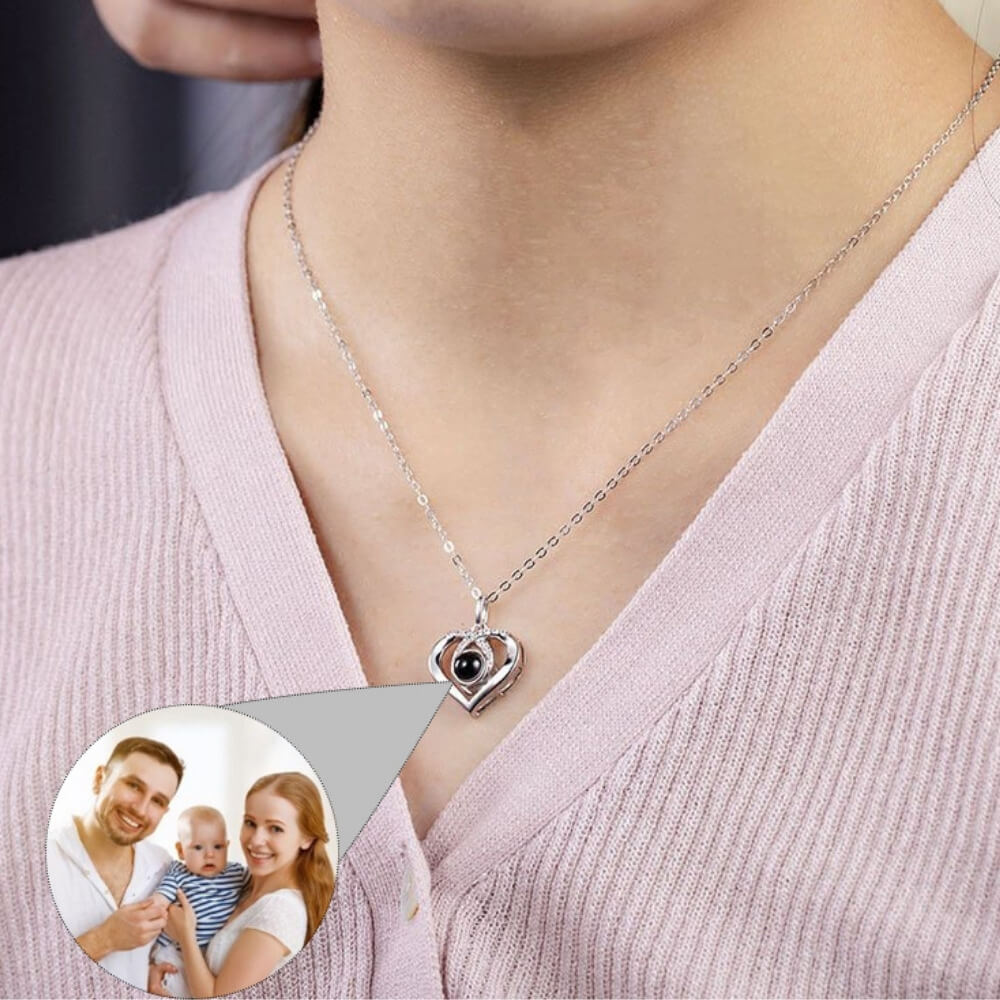 Personalised Photo Projection Necklace with Zirconia