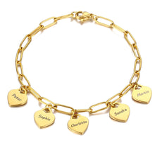 Load image into Gallery viewer, LOANYA Armband mit personalisierten Herzanhängern Loanya Gold 
