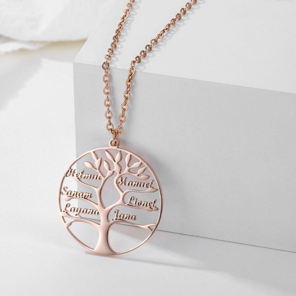 LOANYA Lebensbaum Kette mit Gravur Loanya Roségold 40 cm