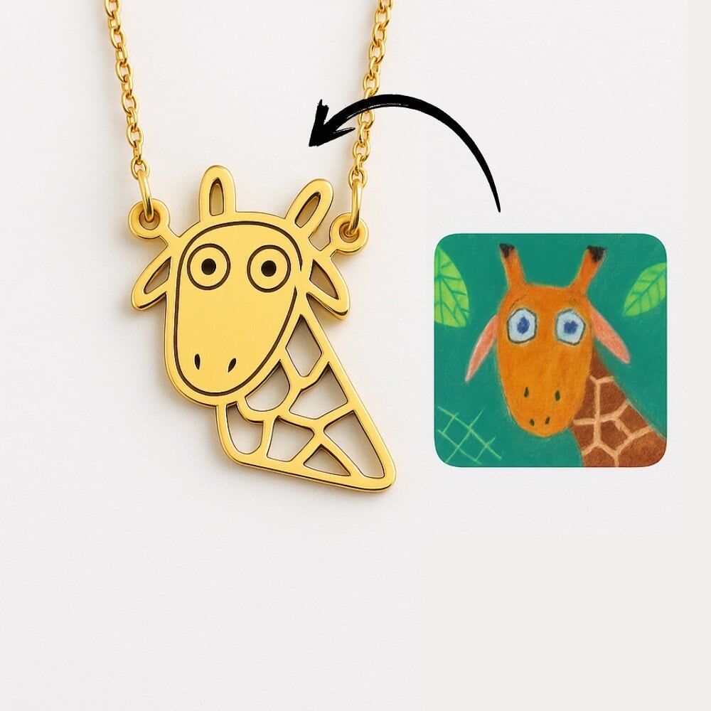 Children's Drawing As A Necklace Or Pendant