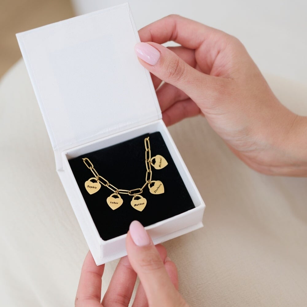 Bracelet with Personalised Heart Pendants