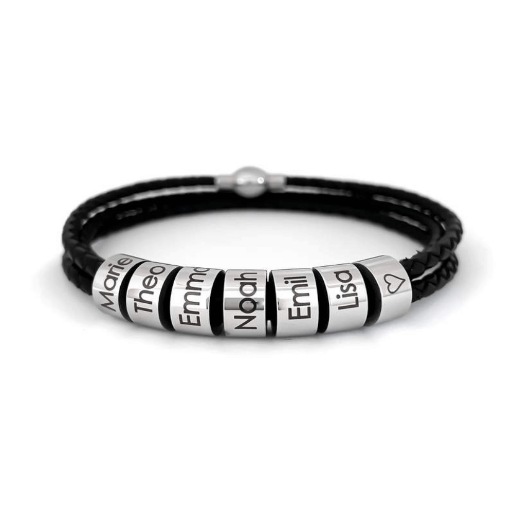 Leather Bracelet For Men With Personalized Beads