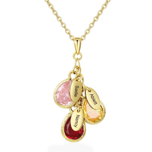 LOANYA Personalized Necklace With Birthstones
