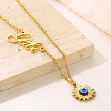 Load image into Gallery viewer, Evil Eye Sun Halskette mit Gravur Necklaces Loanya 
