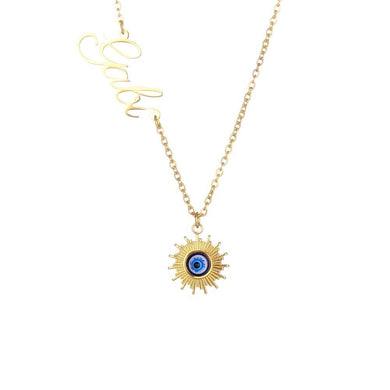 Evil Eye Sun Halskette mit Gravur Necklaces Loanya Gold 45 cm 