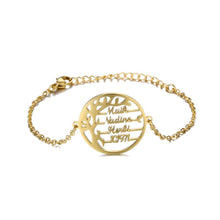 Load image into Gallery viewer, LOANYA Lebensbaum Armband mit personalisierten Namen Loanya Gold 
