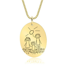 Load image into Gallery viewer, LOANYA persönliche Kinderzeichnung als Halskette mit ovalem Anhänger Loanya Gold Halskette (40 cm) 
