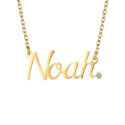 Namenskette mit Zirkonia Stein Necklaces Loanya Gold 40 cm 