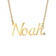 Load image into Gallery viewer, Namenskette mit Zirkonia Stein Necklaces Loanya Gold 40 cm 
