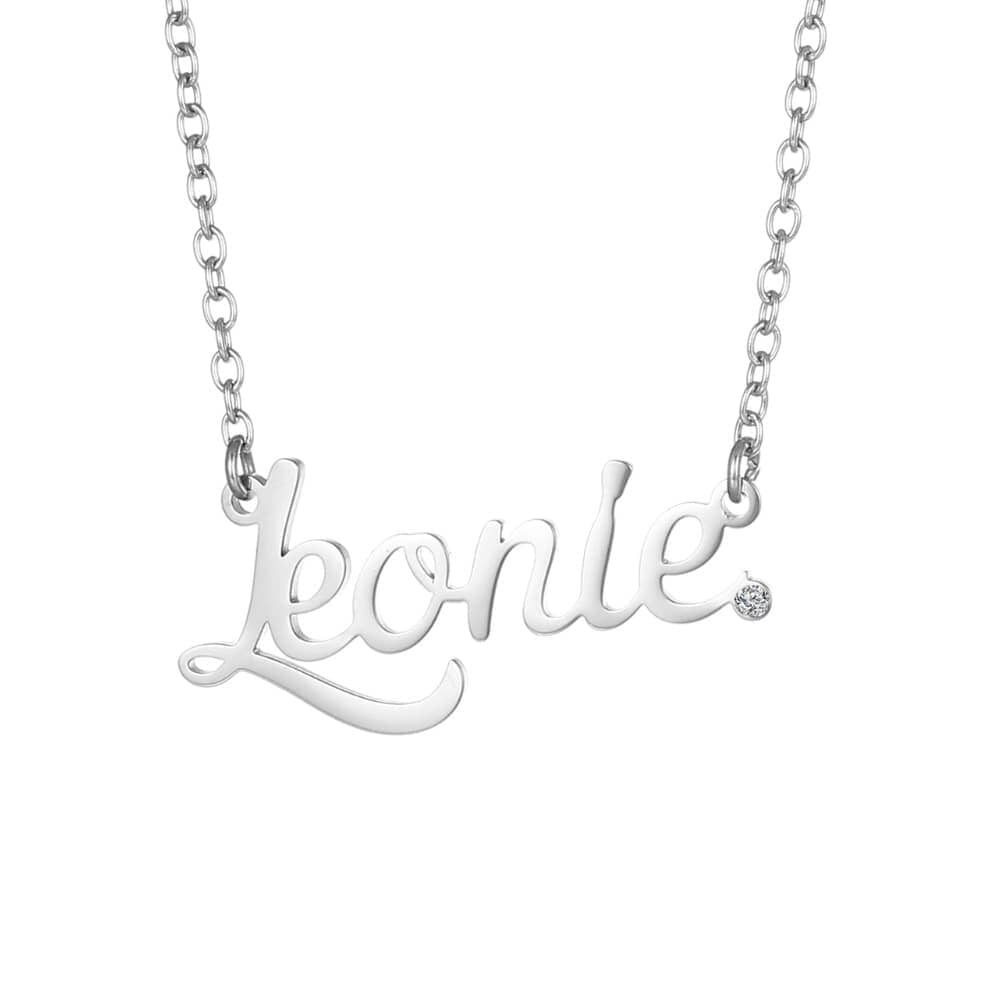 Namenskette mit Zirkonia Stein Necklaces Loanya Silber 40 cm 